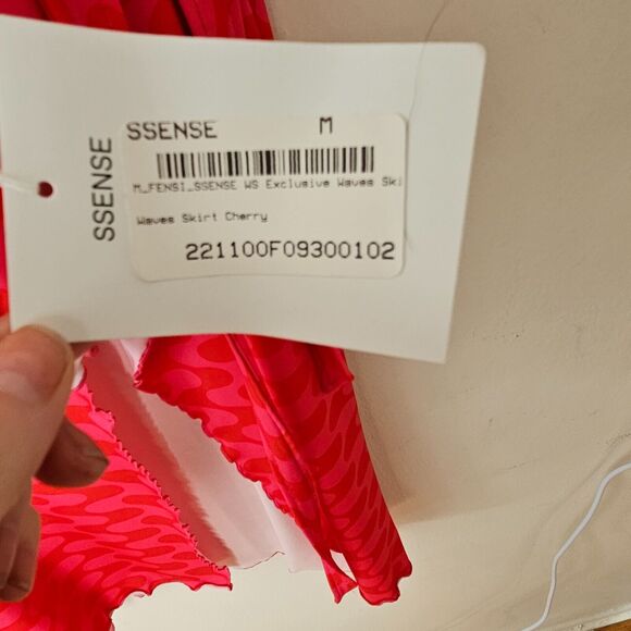 NWT Fensi Ssense Red Pink Wave Wrap Skirt & Short Sleeve Top M - Picture 5 of 8